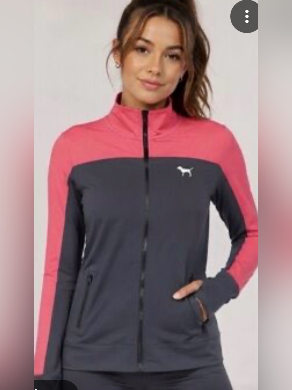 PINK Victoria’s Secret Ultimate Track Jacket Coral Hot Pink Black Large